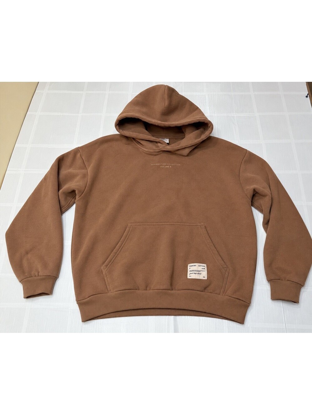 COMFRT Clothing Hoodie Brown Tan Pullover Fleece Sweatshirt Men’s Size XL